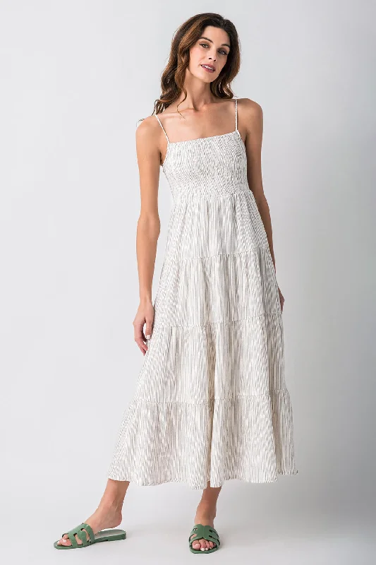 Z Supply Balo Striped Maxi Dress Crew Neckline Sporty