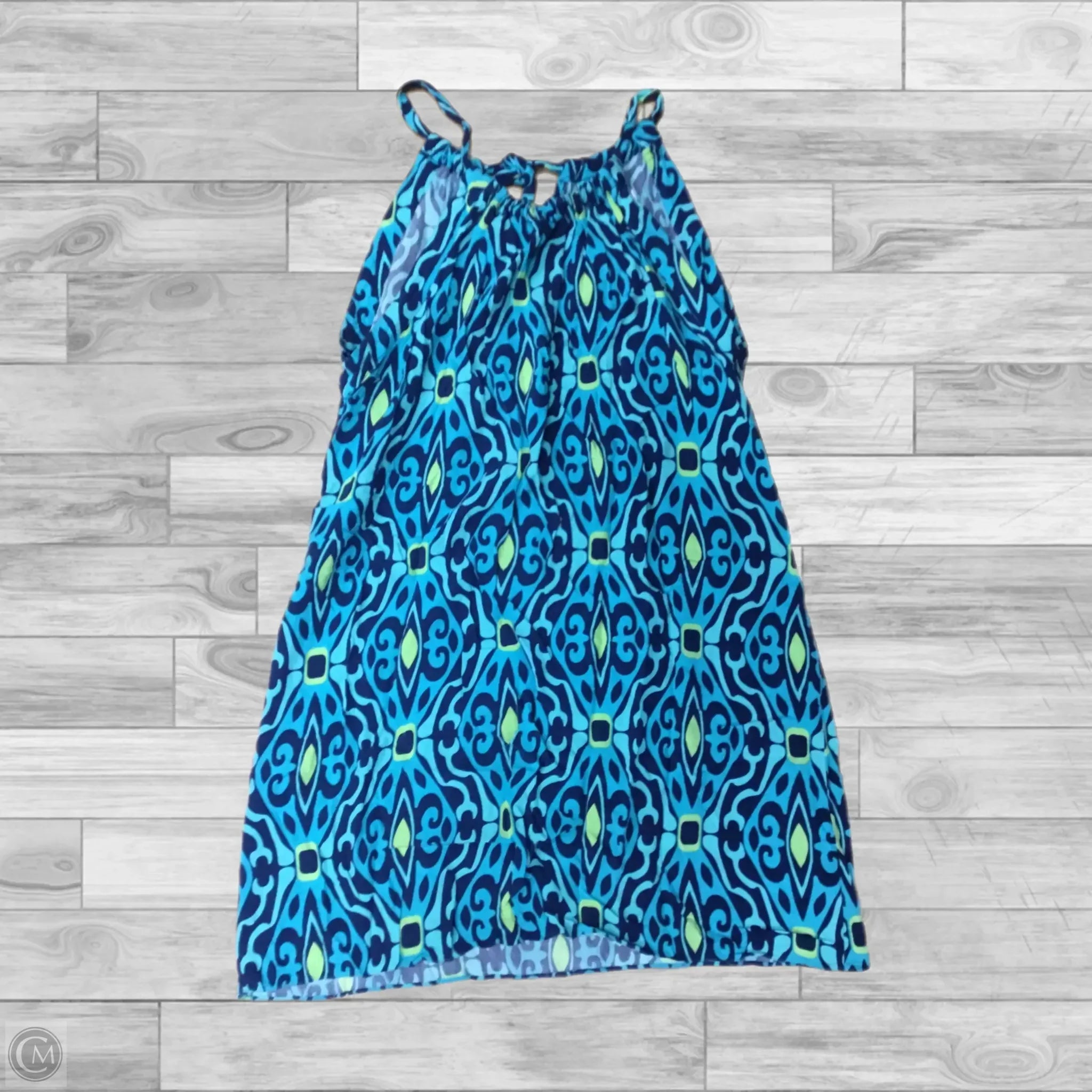 Dress Casual Short By Escapada Living In Blue & Green, Size: M Tunics Lace romantic
