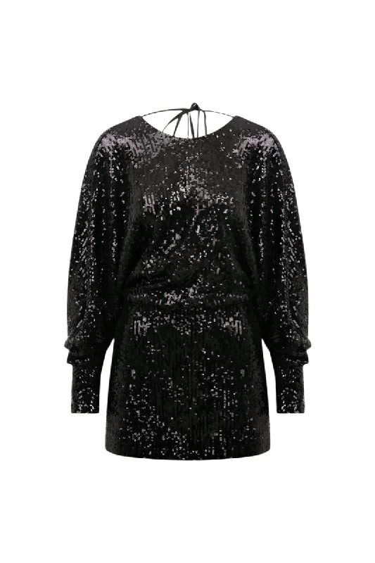 DAKOTA MINI DRESS IN BLACK Cozy Long Sleeve Mini Dress