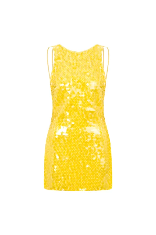 NISS MINI DRESS IN YELLOW Fashionable Button-Front Mini Dress