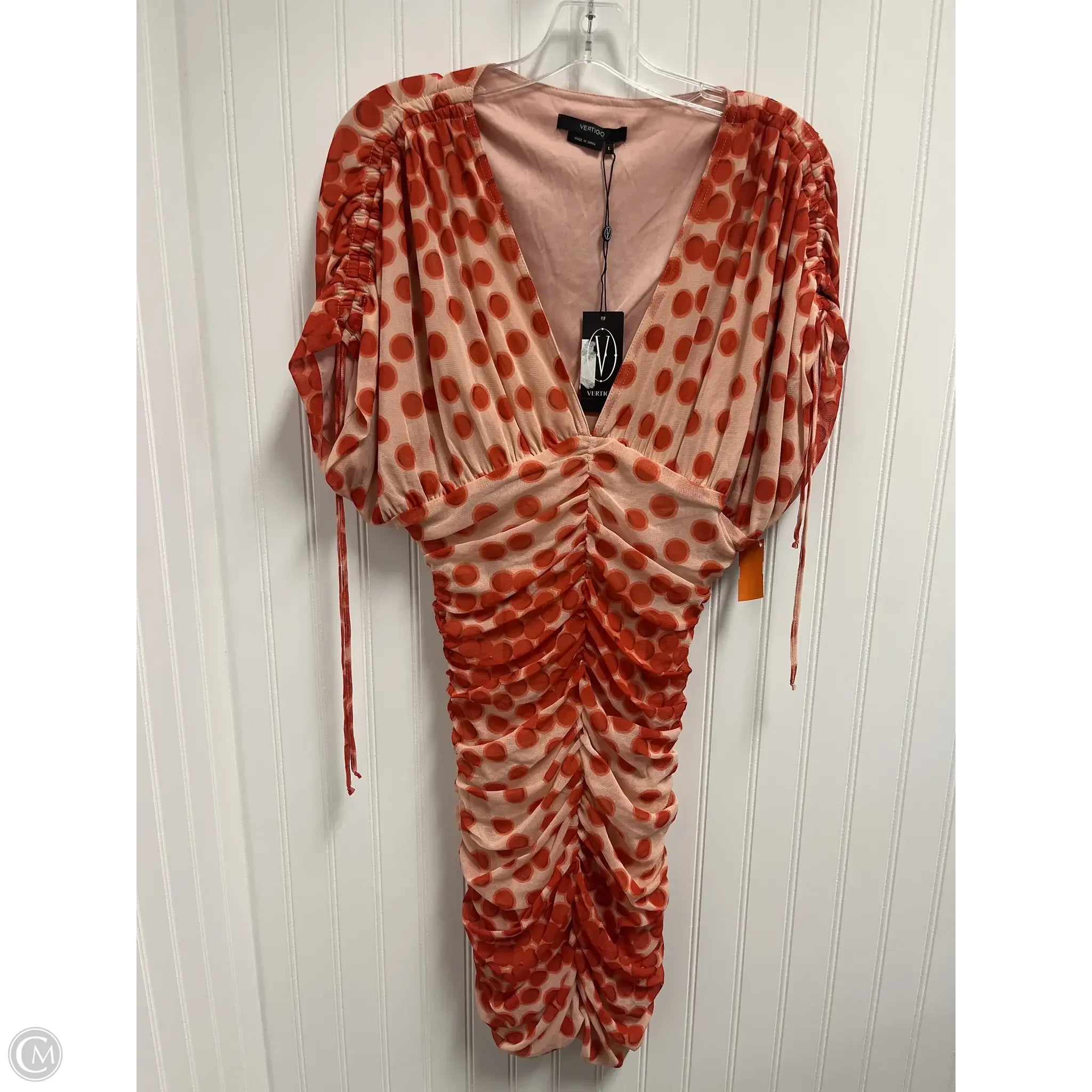 Dress Party Midi By Vertigo In Polkadot Pattern, Size: L Tunic Top Casual