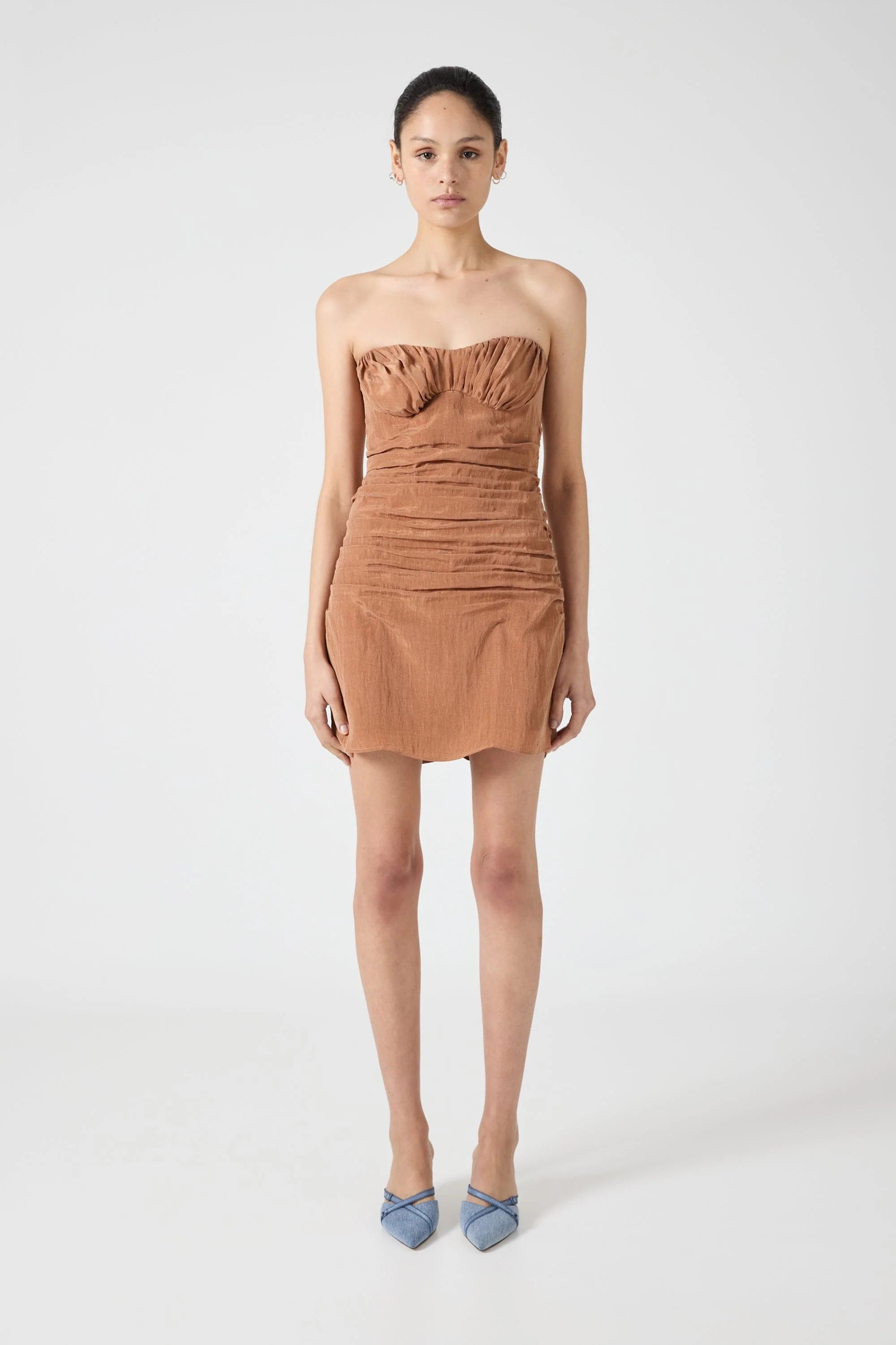 Third Form Eclipse Mini Dress - Rust Fashionable Button-Front Mini Dress