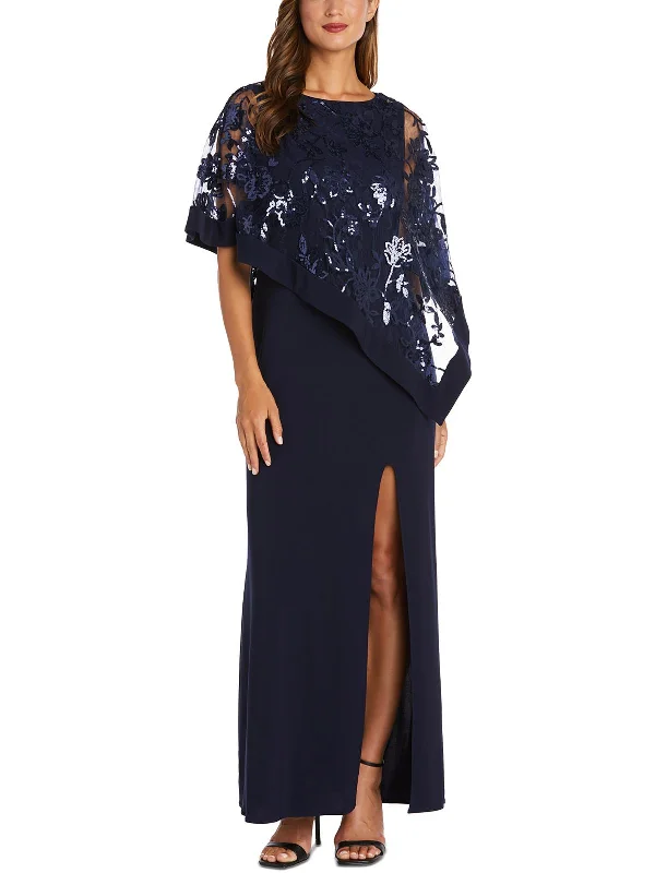 Womens Sequined Long Evening Dress Turtleneck Warm Winter