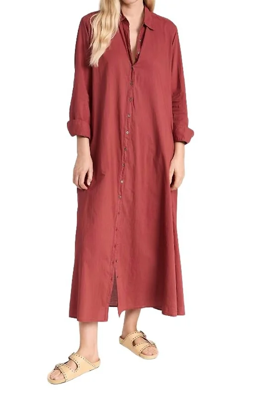 Boden Dress In Brick Red Maxi Flowy Bohemian