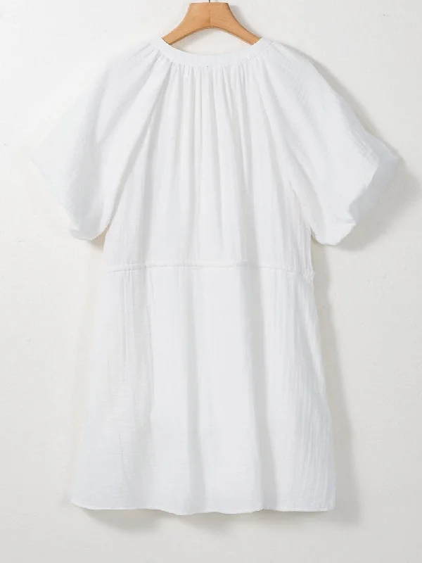 Drawstring Waist Mini Dress Trendy Wraparound Mini Dress