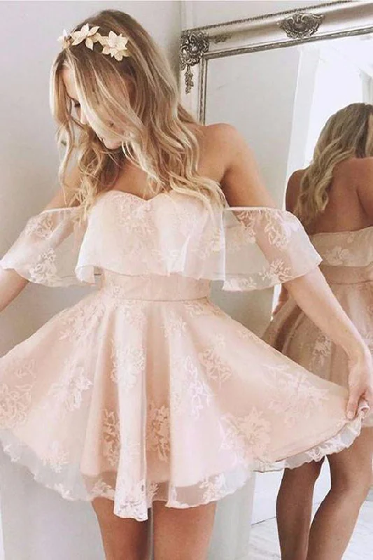 Sexy Backless Short Homecoming Dress Off The Shoulder Mini Dress Fashionable Boho-Chic Mini Dress