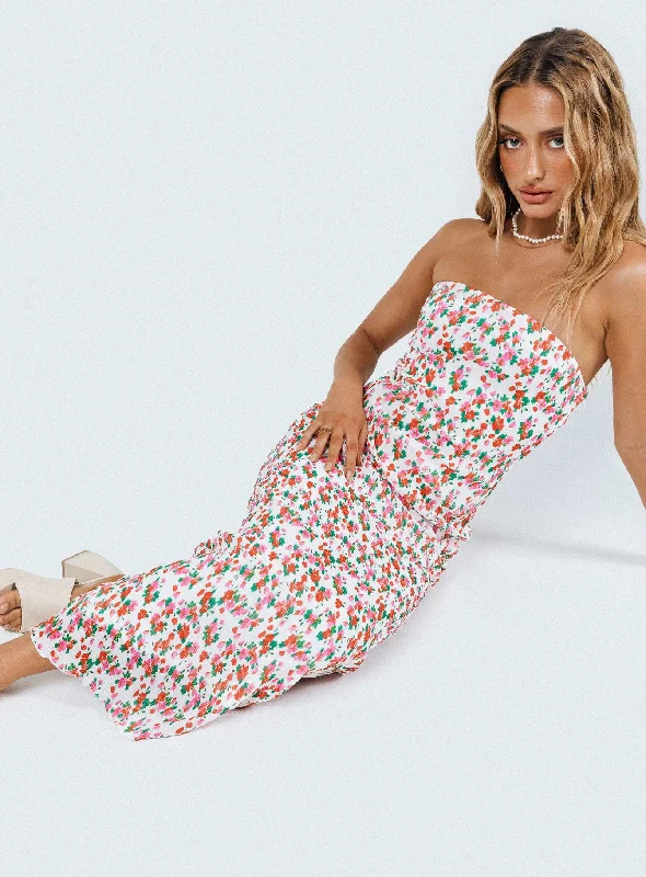 Tiarna Strapless Midi Dress Floral Tunics Designer luxury