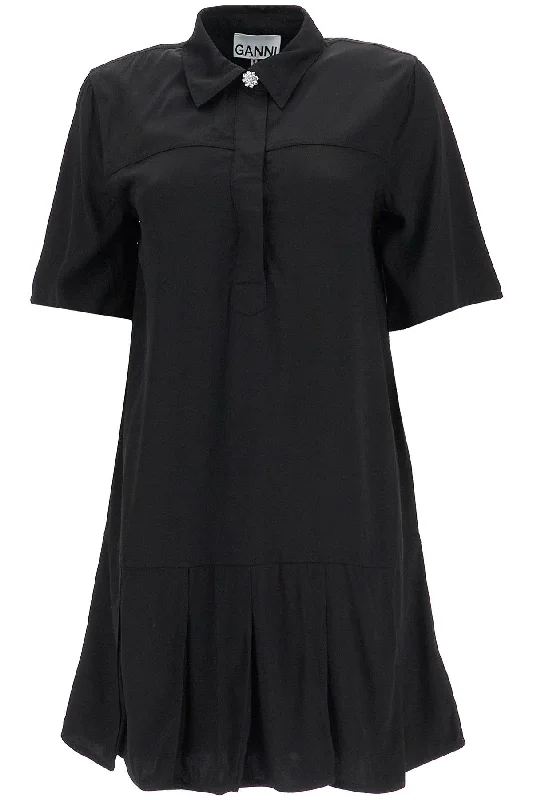 Ganni Women's 'Viscose Mini Dress With Boat Neckline Classic