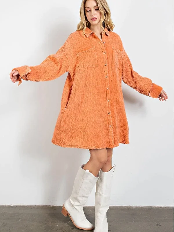 Relaxed-Fit Gauze Mini Dress Fashionable Summer Mini Dress