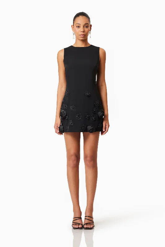 Elliatt Lilydale Shift Mini Dress - Black Trendy A-Line Mini Dress