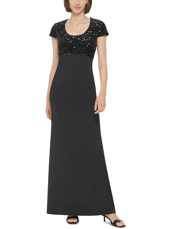 Womens Sequined Long Evening Dress Tunics Party sparkling