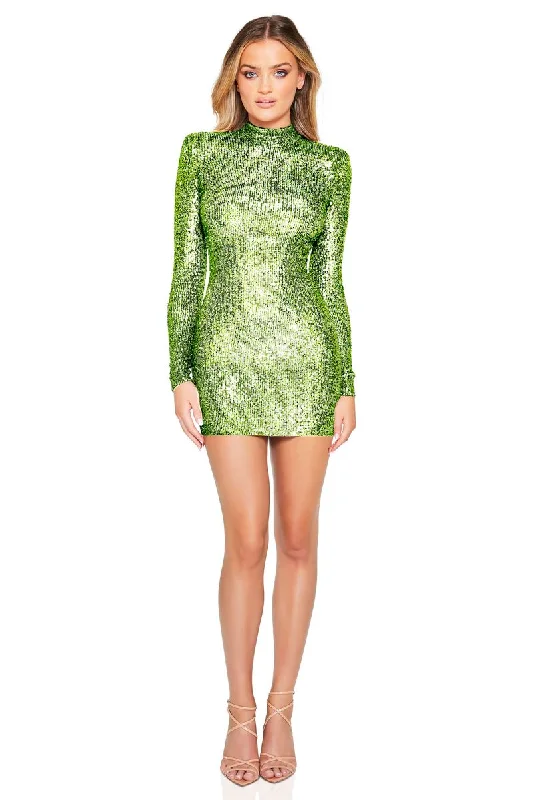 Nookie Sloane Long Sleeve Mini Dress - Apple Trendy Denim Mini Dress
