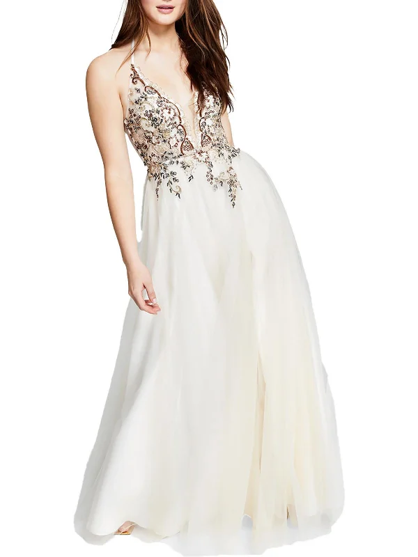 Juniors Womens Mesh Embellished Evening Dress Tunics Silk luxurious