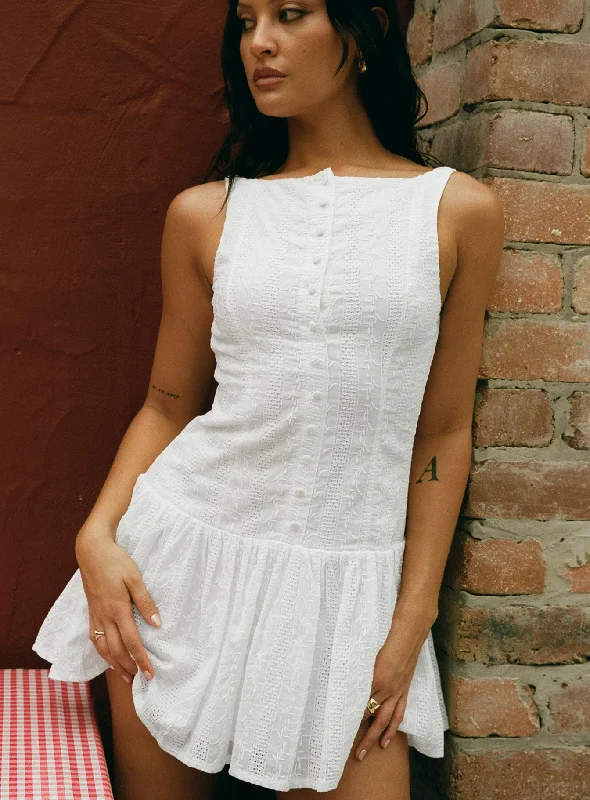 Sweeter Places Embroidered Mini Dress White Tunics Trousers formal