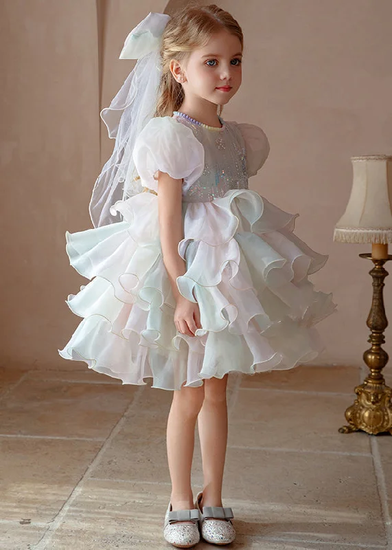 Original Design White Sequins Patchwork Girls Party Dress Summer TT001 Tunics Modern contemporary
