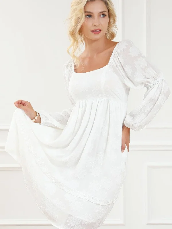 Pretty White Mini Dress Comfortable Fit-and-Flare Mini Dress