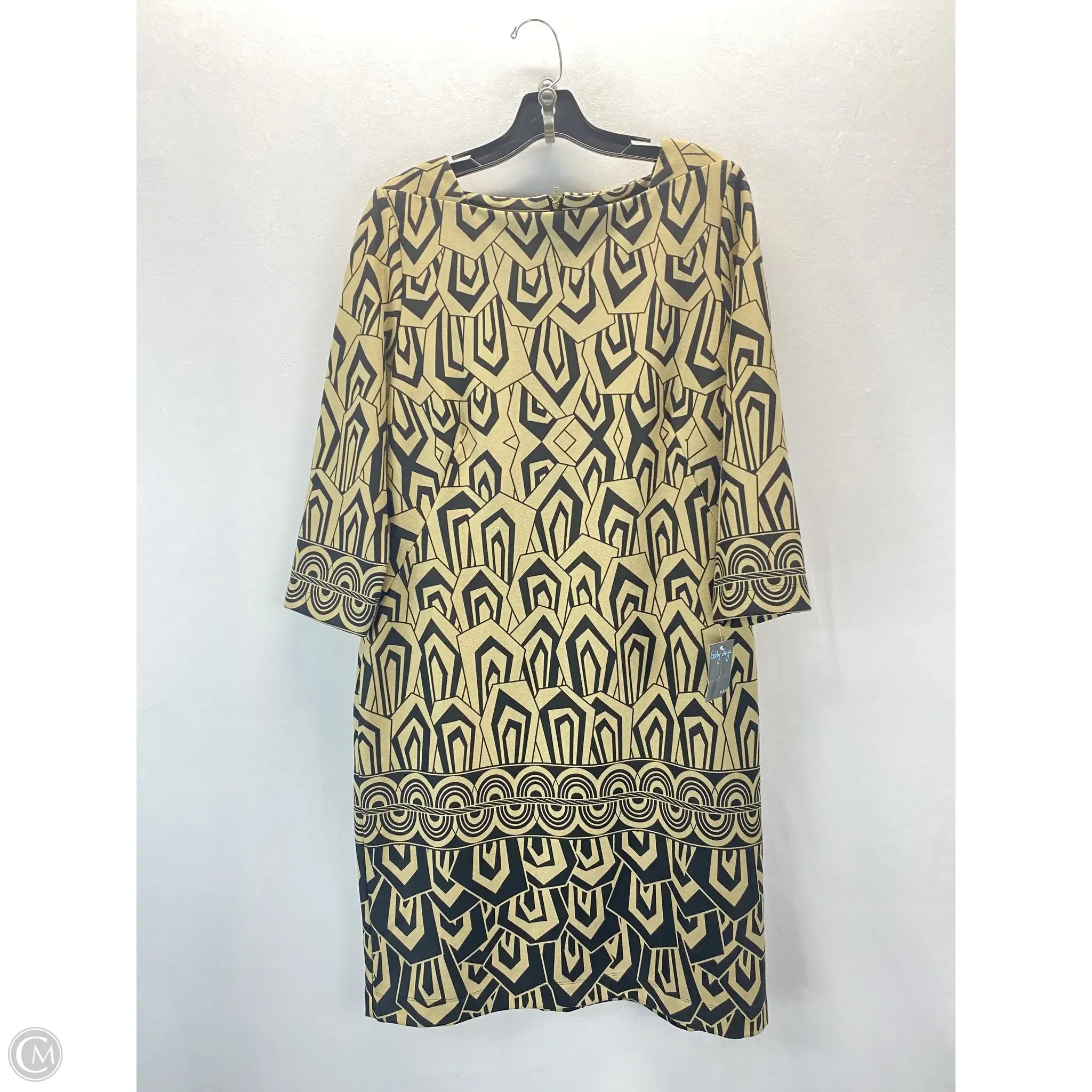 Dress Casual Short By Gabby Skye In Black & Tan, Size: 14 Tunics Satin smooth