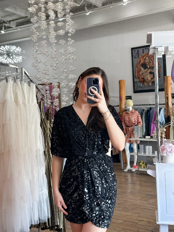 Gunmetal Mini Dress Comfortable One-Shoulder Mini Dress