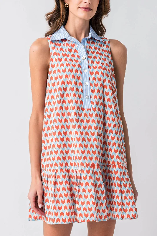 THML Arden Collared Sleeveless Dress Tunics Summer linen