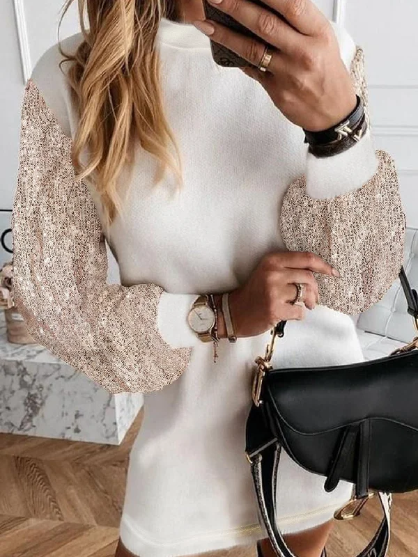 Trendy Sequin Mini Dress Elegant Lace Mini Dress