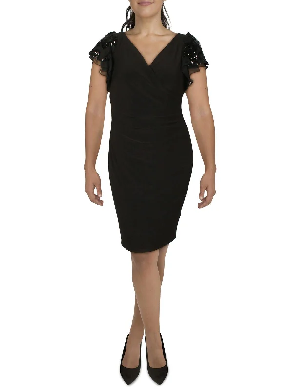 Womens Jersey Gathered Cocktail And Party Dress Tunics stripes playful
