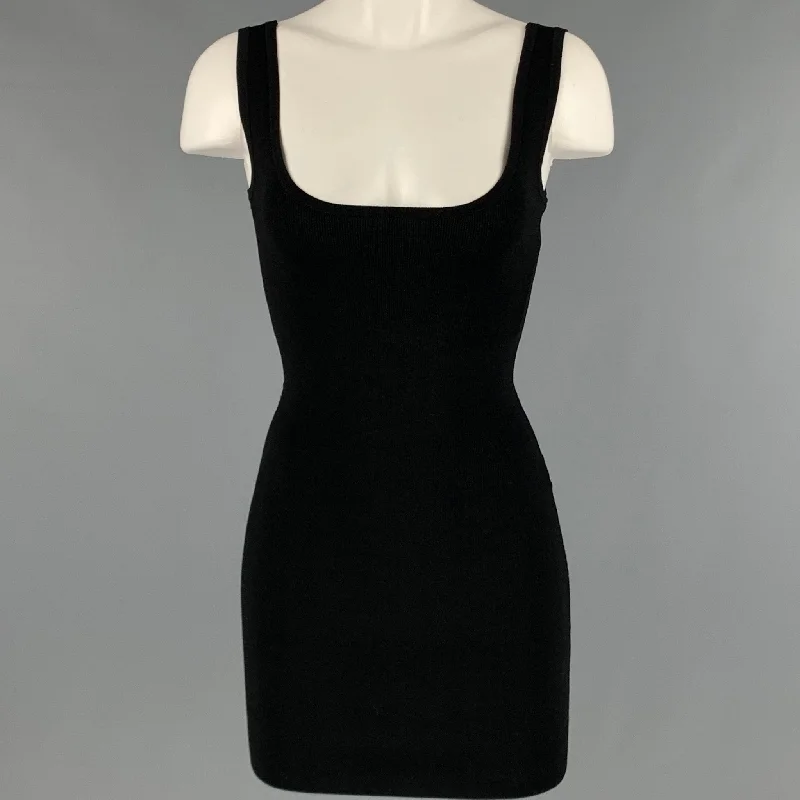 CALVIN KLEIN Size XS Black Jersey Tank Bodycon Mini Dress Stylish Sweetheart Neck Mini Dress