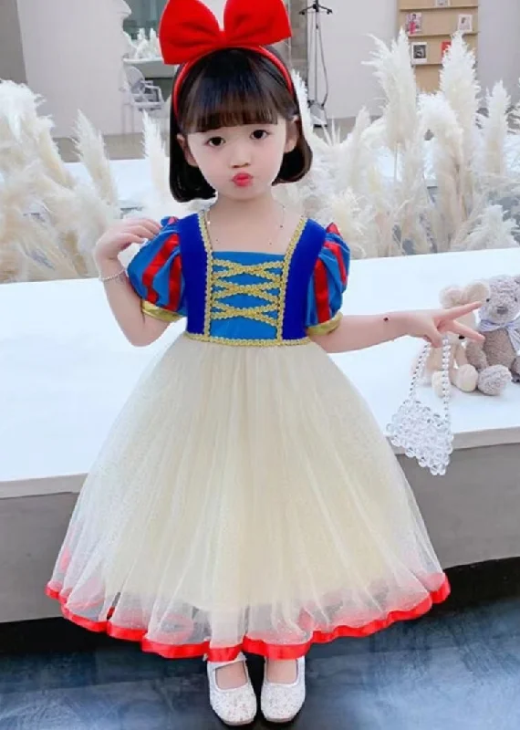Cute Colorblock Print Patchwork Tulle Girls Maxi Dresses Summer EW009 Tunics Plaid country