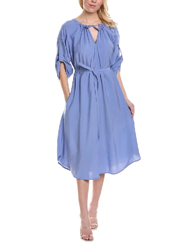 Peserico womens  Midi Dress, 44, Blue sweetheart Neckline Romantic