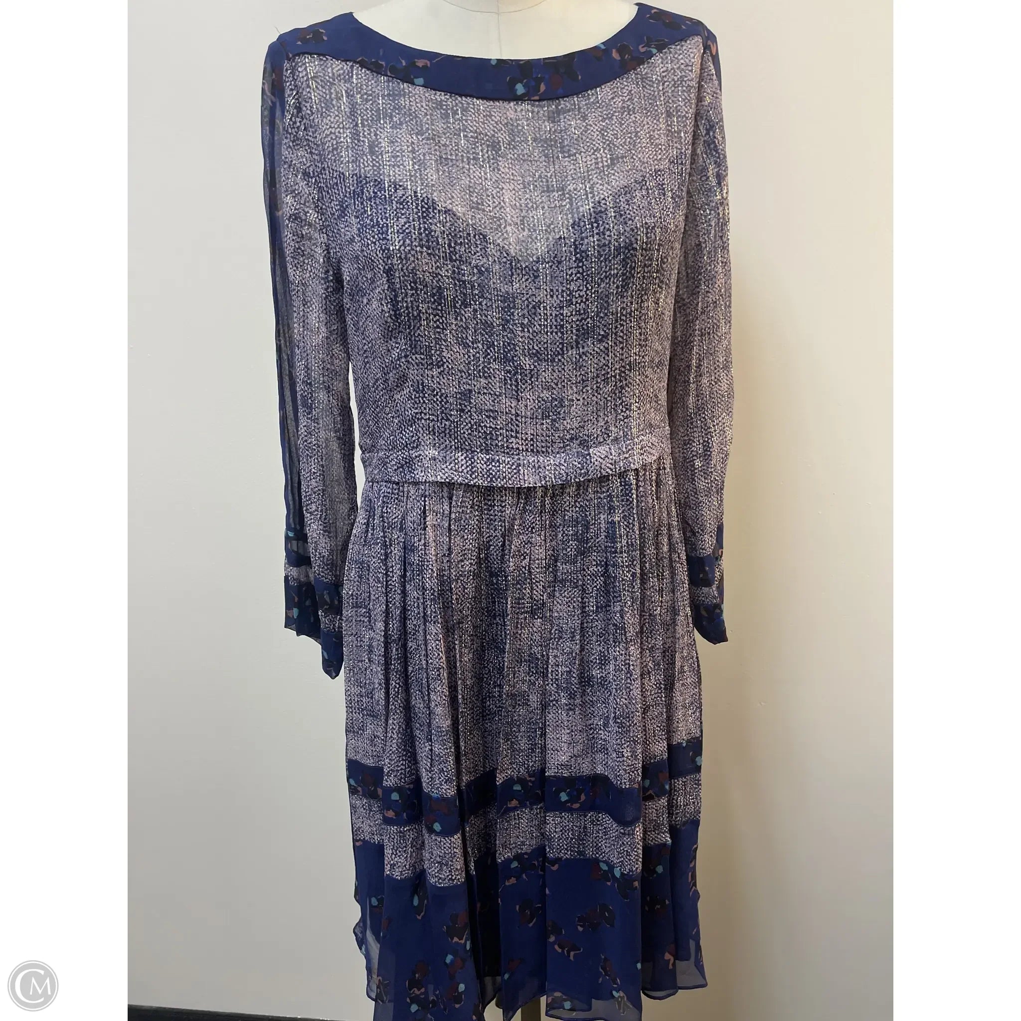 Dress Casual Midi By Rebecca Taylor In Navy, Size: M Tunics Sophisticated sleek