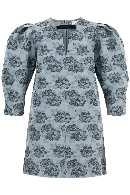 Ganni Women's Botanical Jacquard Mini Dress Tunics Satin smooth