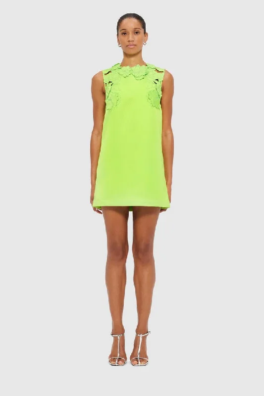 Leo Lin Blair Appliqué Mini Dress - Lime Stylish Ribbed Mini Dress