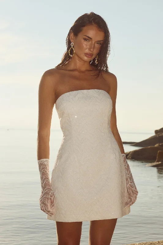 Carleta Mini Dress - Ivory Tunics Trendy modern