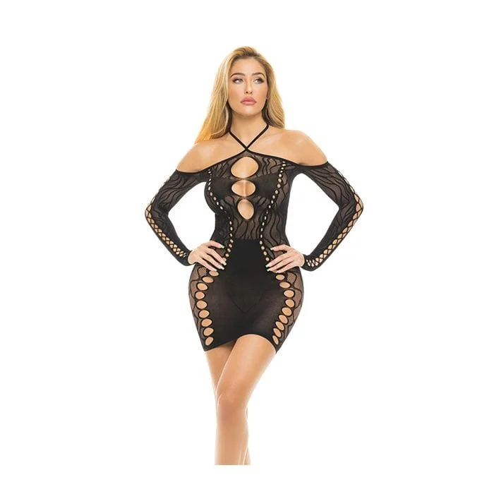 Black Sexy Sheer Cutout Animal Inside Halter Party Club Mini Dress Fashionable Mini Dress with Pockets Black Sexy Sheer Cutout Animal Inside Halter Party Club Mini Dress Fashionable Mini Dress with Pockets