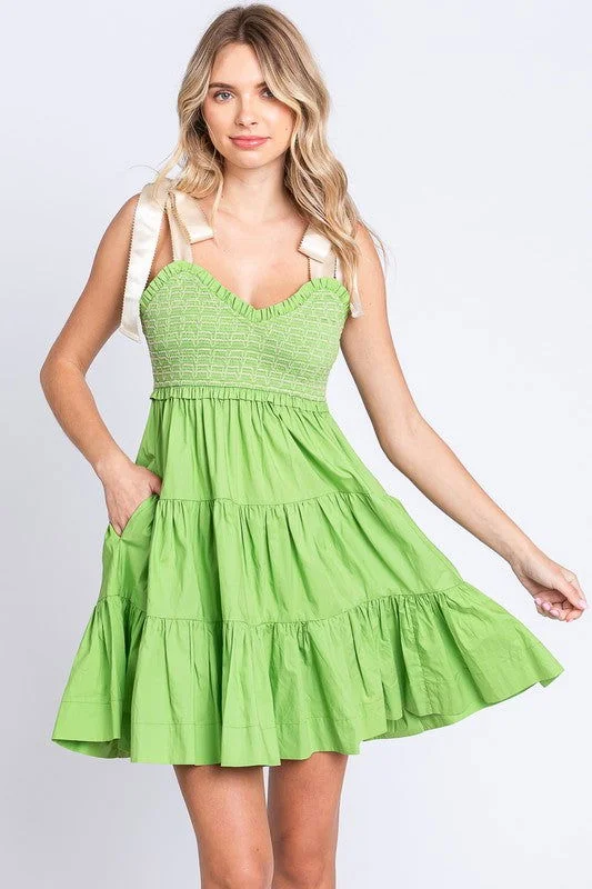 GeeGee Sweetheart Babydoll Mini Dress Classic Solid Mini Dress