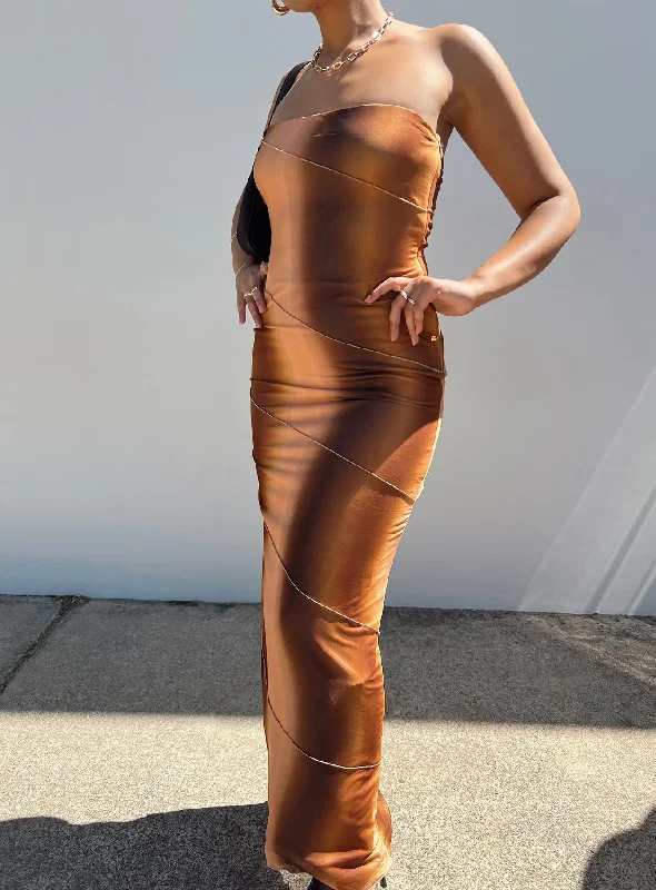 Luela Maxi Dress Brown Tunics Running lightweight
