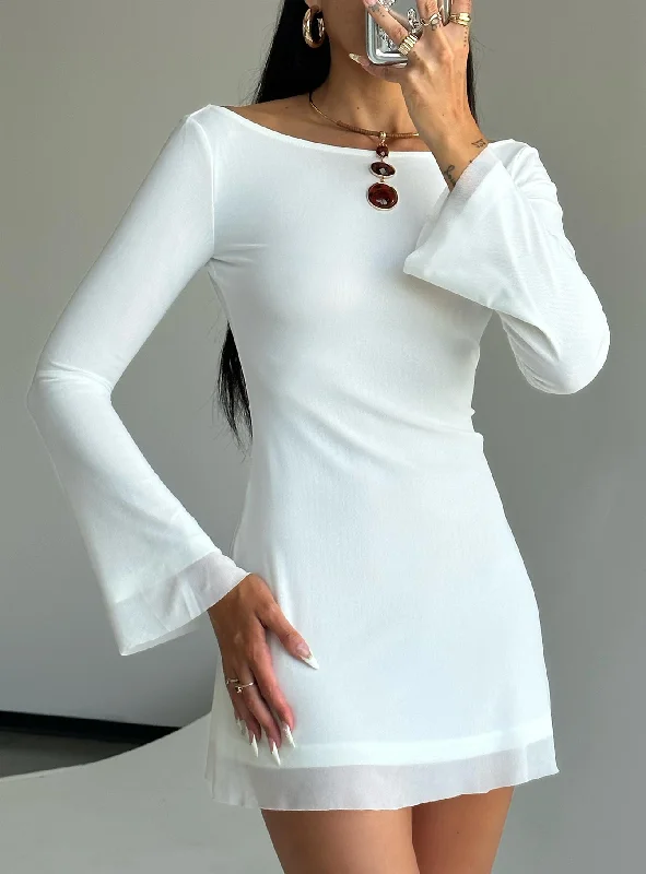 Lukea Long Sleeve Mini Dress White Tunics Plaid country