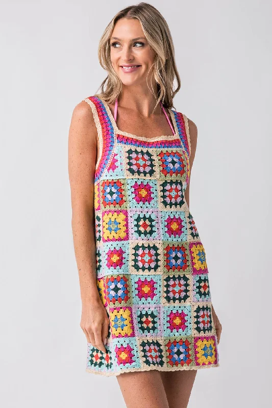 By Together Crochet Mini Dress Tunics Lace romantic