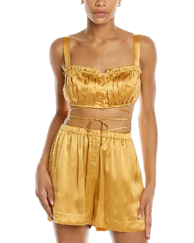 Nicholas Tracy Silk Crop Top Chenille Blend Fleece Blend Nylon Blend
