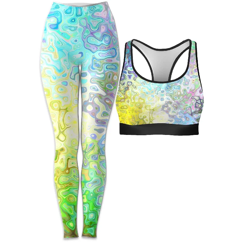 Color Jumble Rave Bra and Leggings Combo Trendy Seamless Fit Leggings