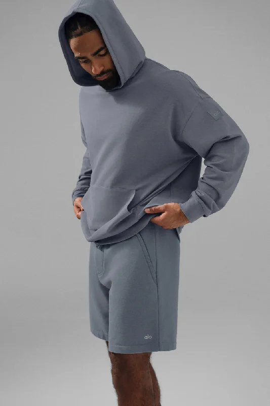 Double Take Hoodie - Steel Grey Hoodie with Illustration Artistic Creative