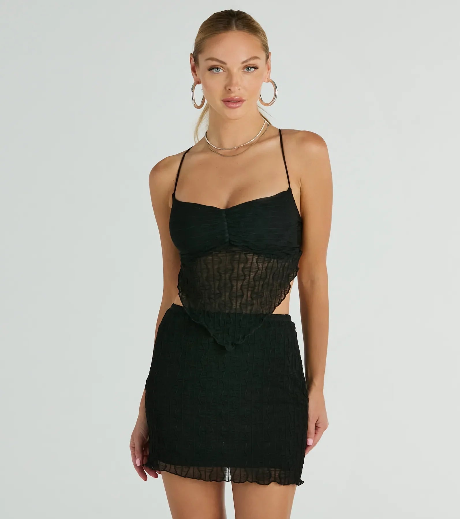 Feeling Daring Texture Knit Crop Top Polka Dot Checkered Tartan