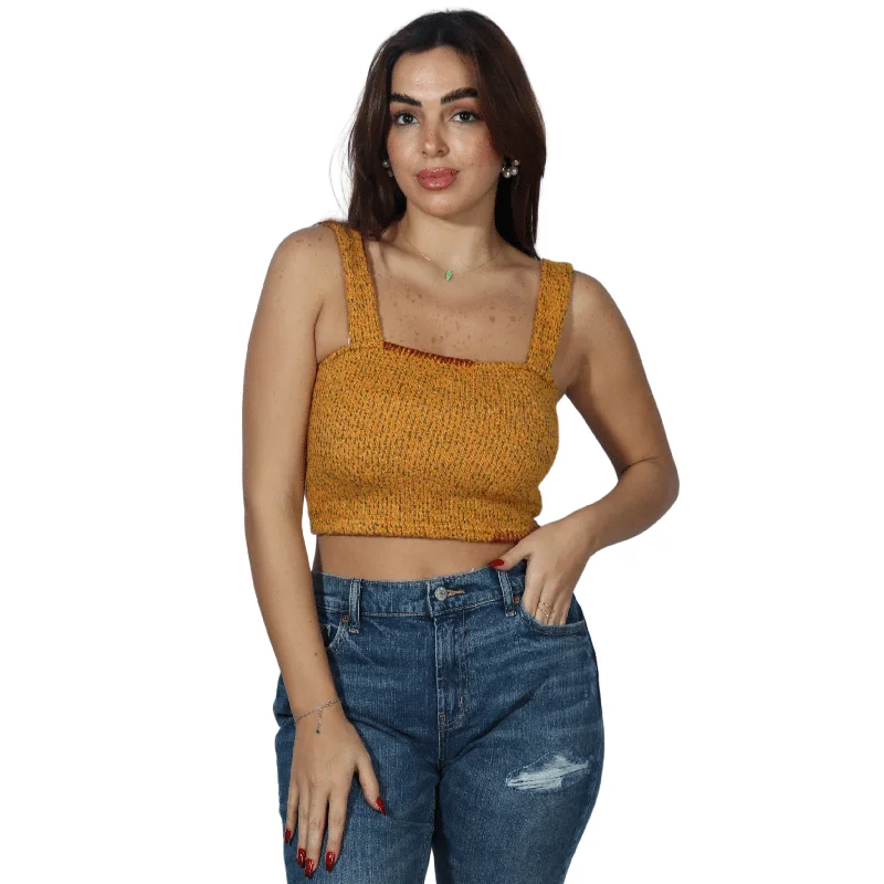 OXXO - Square Neck Crop Top Polka Dot Checkered Tartan