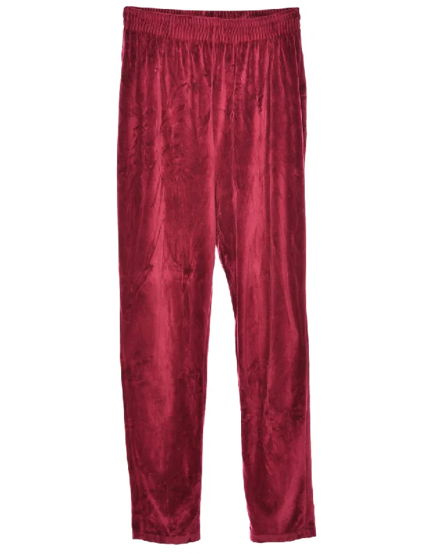 Velvet Fabric Maroon Trousers - W28 L33 Trousers Party Sparkling