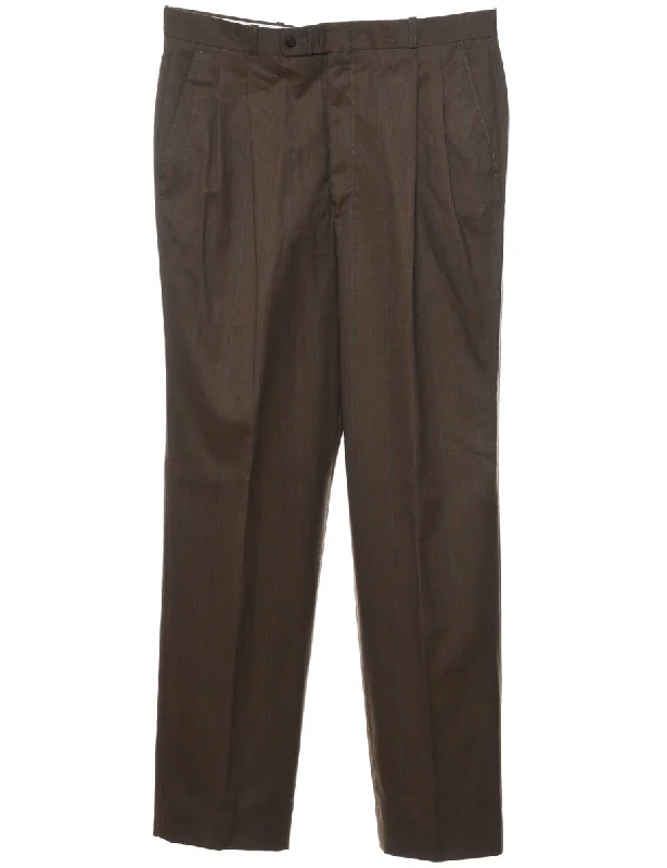 Dark Brown Tapered Trousers - W34 L32 Trousers practical easy-care
