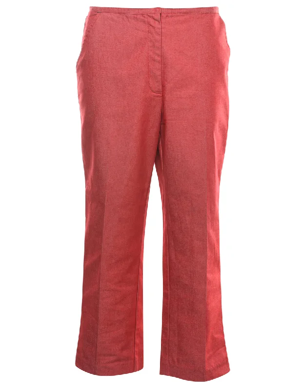 High Waist Red Denim Trousers - W31 L24 Trousers Fleece Cozy
