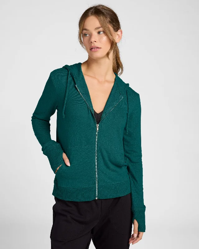 Hacci Zip Front Pocket Hoodie Hoodie with Metallic Shiny Futuristic