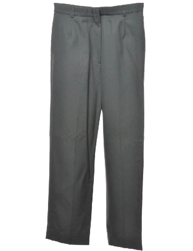Olive Green Trousers - W28 L29 Trousers Leather Faux