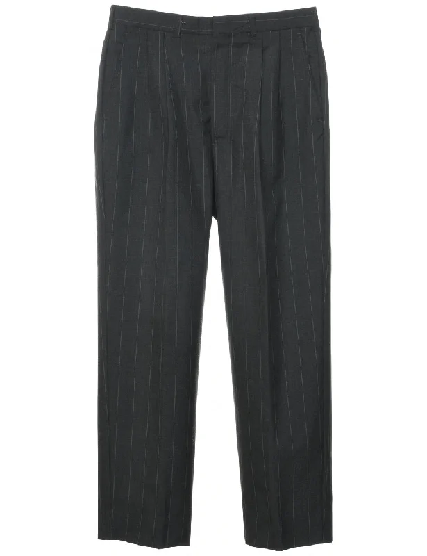 Pinstriped Dark Grey Trousers - W32 L30 Trousers luxurious high-end