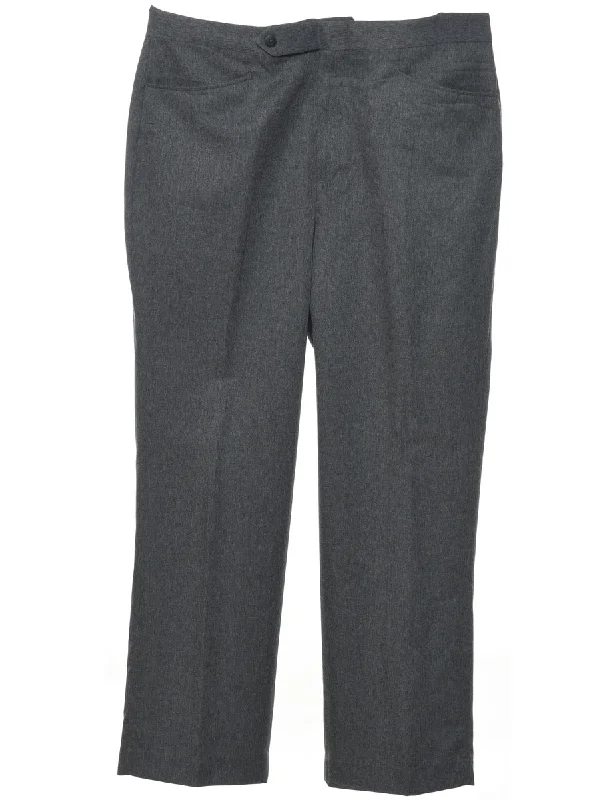 Grey Straight-Fit Trousers - W38 L29 Trousers Formal Black