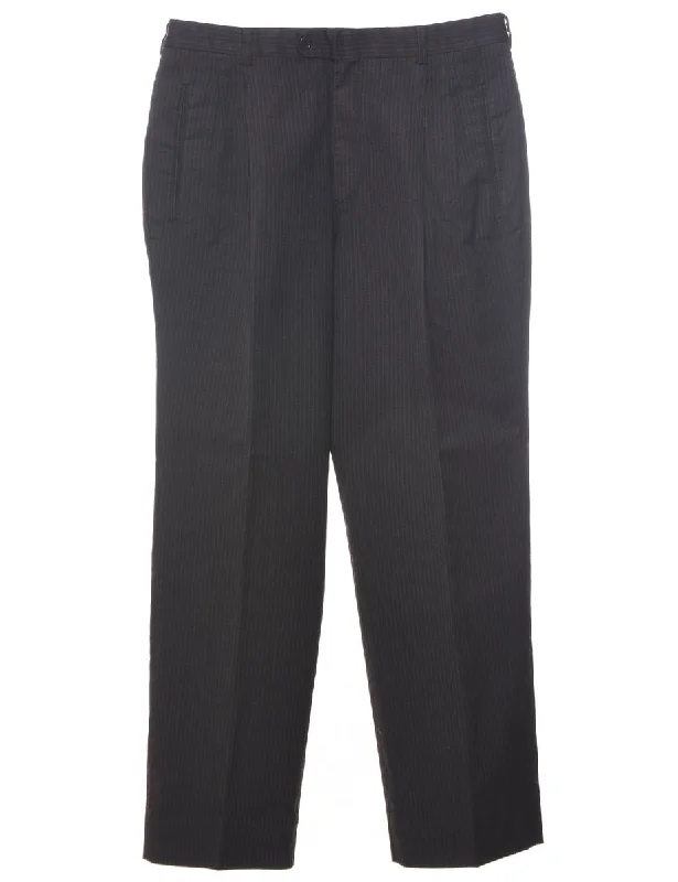 Pinstriped Dark Grey Trousers - W33 L31 Trousers Exclusive Limited